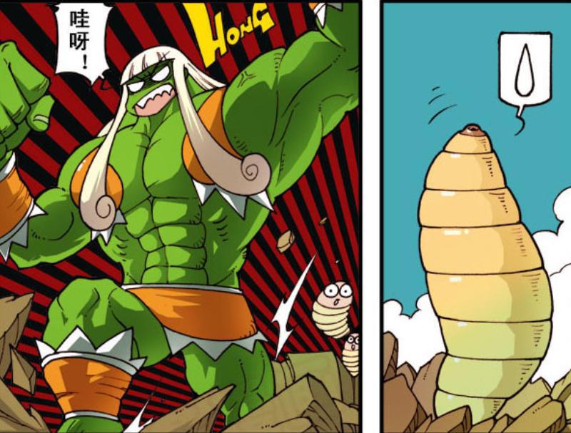 娜娜变身“绿巨人”，打败“巨蛆”，还把巨蛆斯成小块烤的吃了！