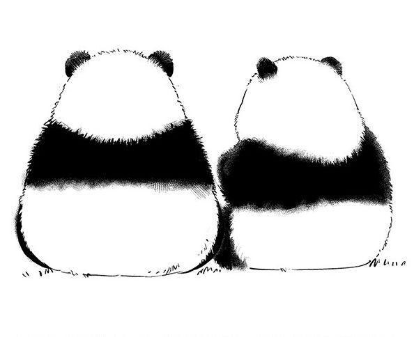 黑白漫画：《思考》，谁说熊猫就非得是黑白漫画？结局好可爱！