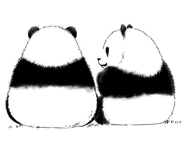 黑白漫画：《思考》，谁说熊猫就非得是黑白漫画？结局好可爱！