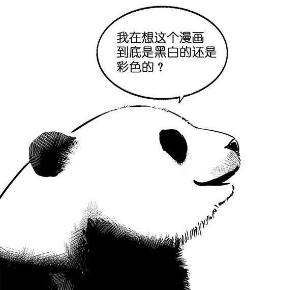 黑白漫画：《思考》，谁说熊猫就非得是黑白漫画？结局好可爱！