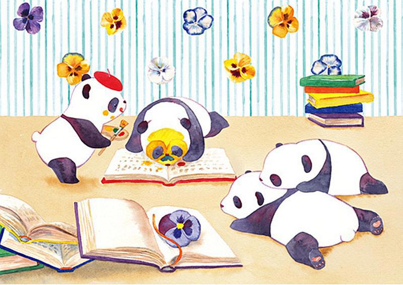 以“熊猫”为本体，用鲜花做装饰，展现中国风的“12月份拟人化”