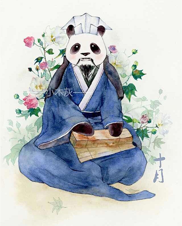 以“熊猫”为本体，用鲜花做装饰，展现中国风的“12月份拟人化”