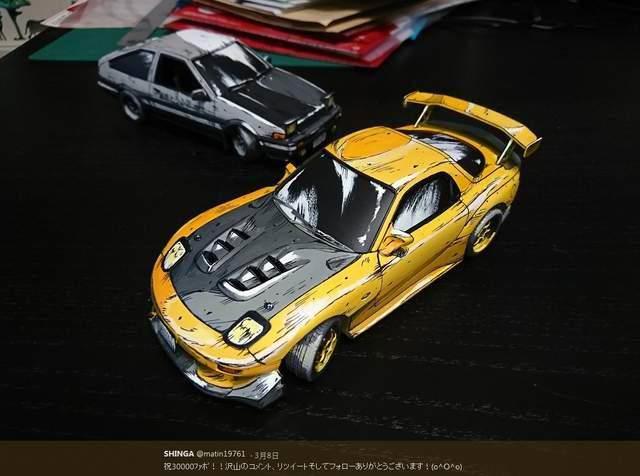 头文字D漫画风涂装，这样的上色更有赛场的紧张感！