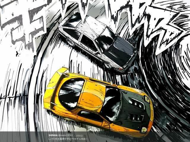 头文字D漫画风涂装，这样的上色更有赛场的紧张感！
