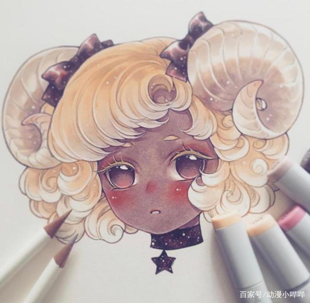 十二星座手绘风“拟人化”：双子神似小丑女吗，摩羯果然是小恶魔