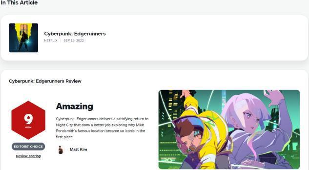 《赛博朋克》游戏风评崩塌，动画却口碑极佳，动画比游戏好？