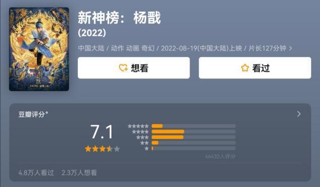 《新神榜：杨戬》豆瓣只有7.1分，剧情难获好评，老毛病了