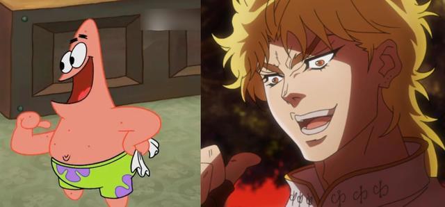 网友吐槽海绵宝宝也玩JOJO梗，这两部动漫谁先出不少人搞错