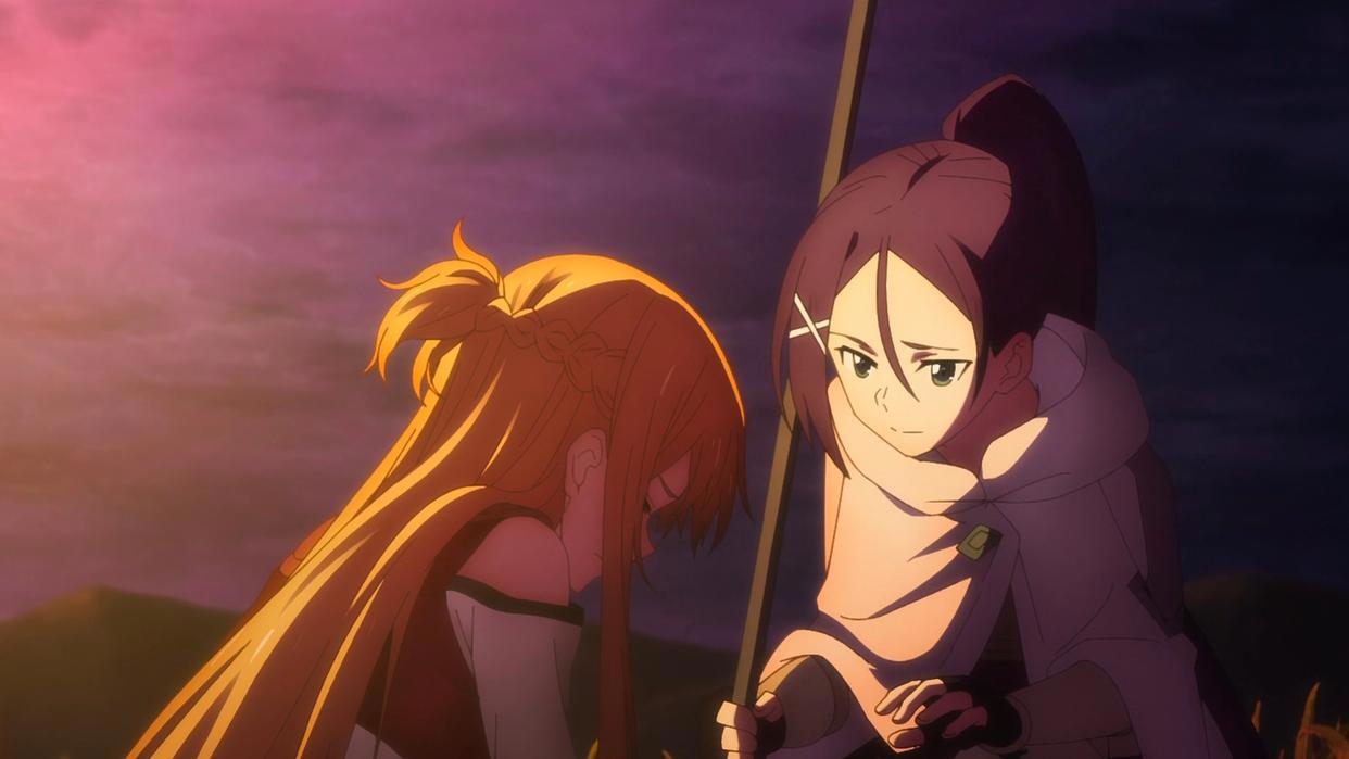 亚丝娜害怕到崩溃，还自暴自弃，进击篇剧场版中，她显露柔弱一面