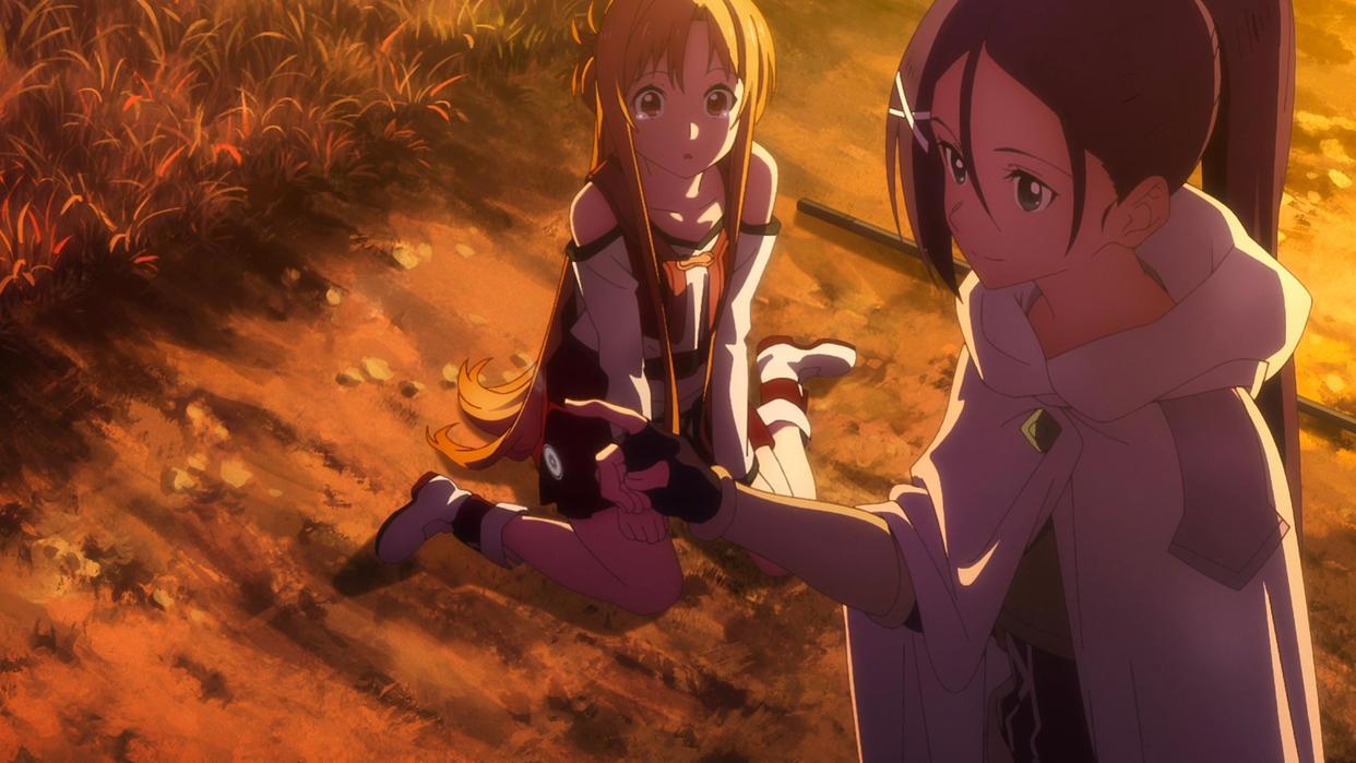 亚丝娜害怕到崩溃，还自暴自弃，进击篇剧场版中，她显露柔弱一面